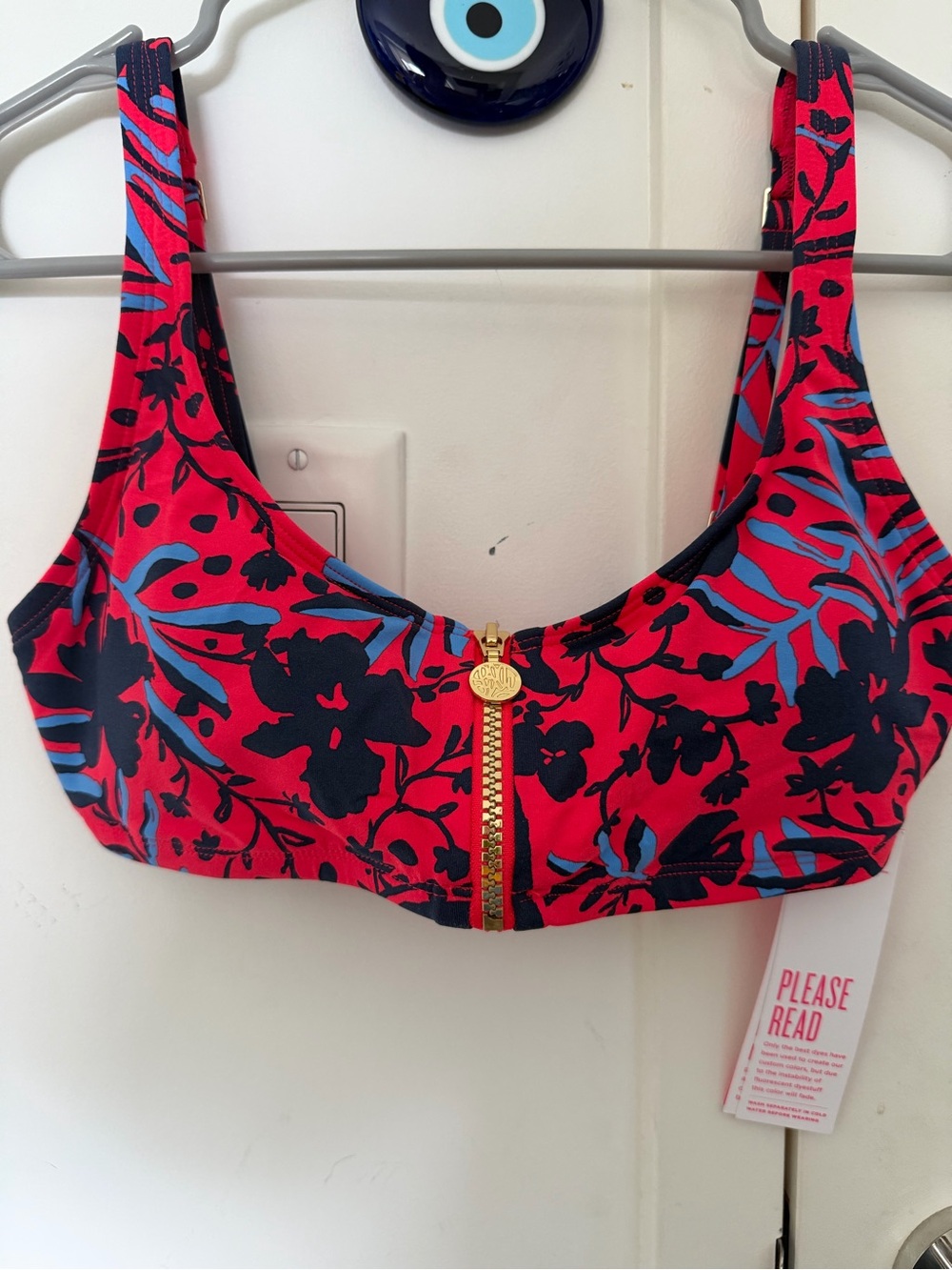 Lilly Pulitzer Coral Floral Bikini Top & bottom with Navy & Blue Accents